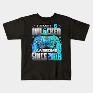 Level 5 Unlocked Awesome Since 2018 5Th Birthday Gaming Kids T-Shirt